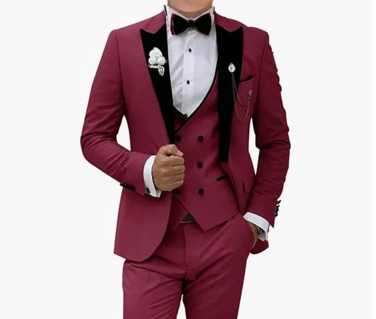 Color: ROYAL BLUE, Size: M - Pink Prom Suit for Men 3 Piece Jacket Vest Pants Set Peaked Lapel Blazer Outfit Costume Birthday Party