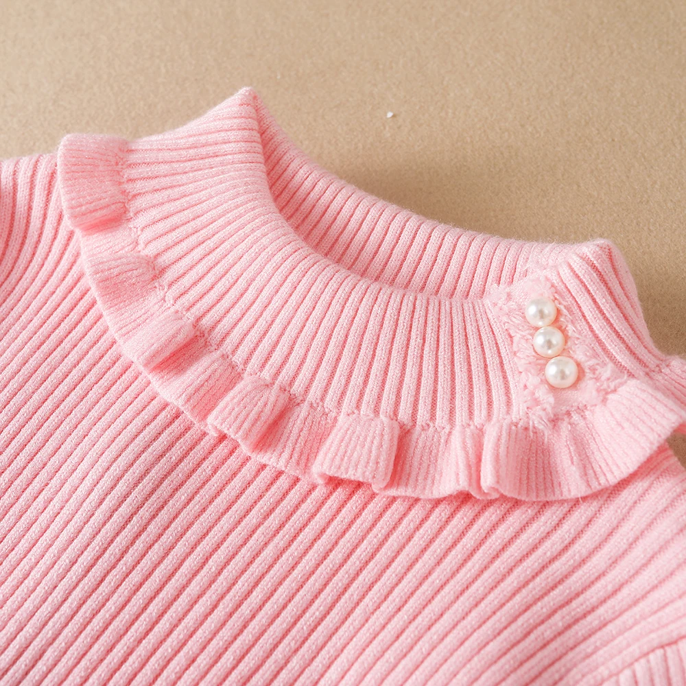 Color: black, Kid Size: 7T - Girls Sweater 2025 New Winter Children Clothes Kids Tops Warm Knitwear Kids Sweater Baby Girls Turtleneck Sweaters