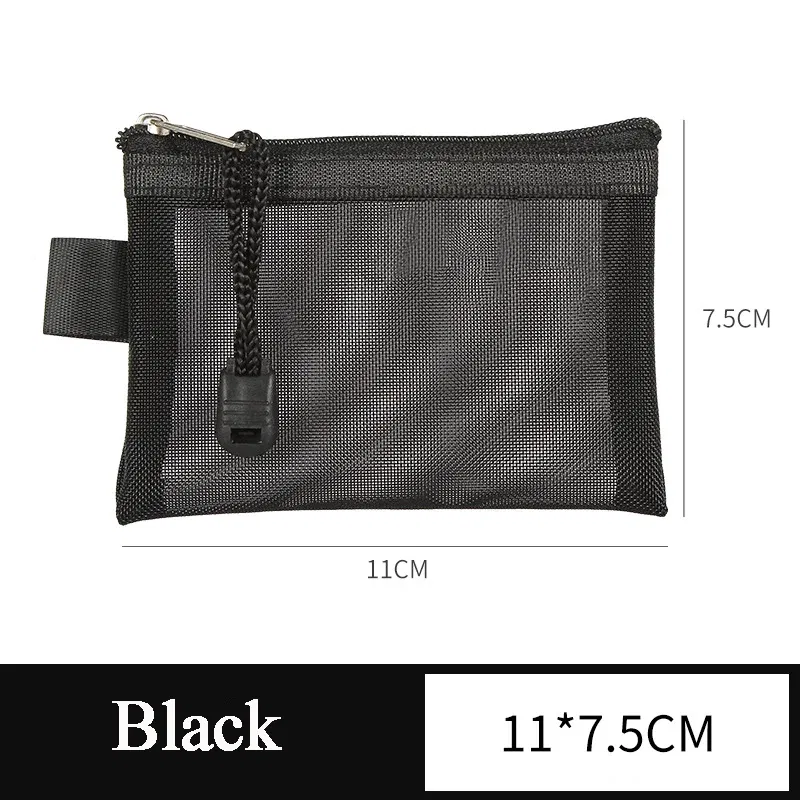 Color: black - Mini Transparent Nylon Mesh Coin Bags Credit ID Card Organizer Portable Coin Purse Lipstick Earphone Data Line Key Storage Bag