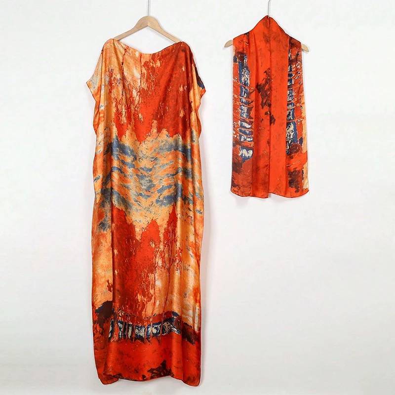 Color: GRAY, Size: One Size, Ships From: CHINA - Middle Eastern Women And Clothing, Muslim Robe, Malay Indonesian Dress Printed Sleeveless Elegant Robe