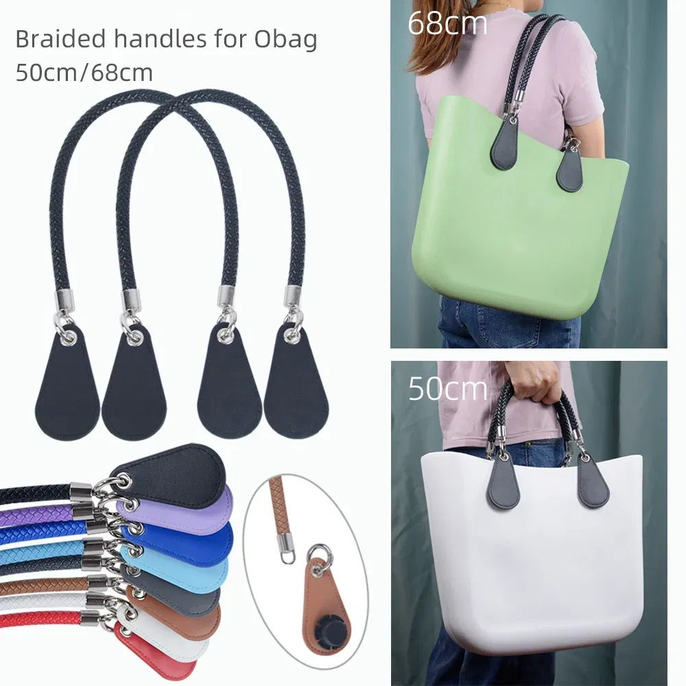 Color: black, Ships From: CHINA - New 1 pair Obag PU Woven braided leather Rope Handles straps round handlefor O Bag accessoires