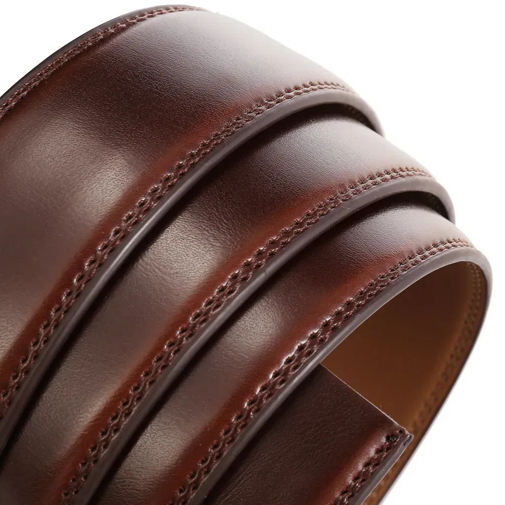 Color: Red, Belt Length: 130cm - 90-130cm Brand No Buckle 3.0cm Wide Genuine Leather Automatic Belt Body Strap Without Buckle Belts Men Good Quality No Holes
