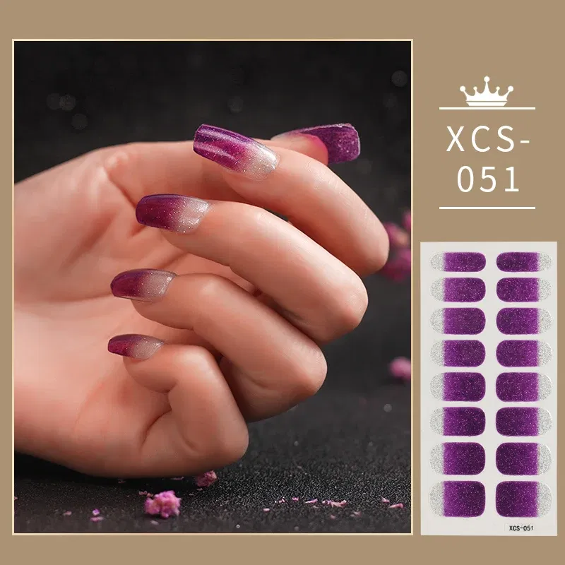 Color: Diamond D Color - Rose Red Shiny Twinkle Full Cover Nail Stickers Sticker For Nails Self Adhesive Nail Sticker Fashion Nail Stickers Beauty