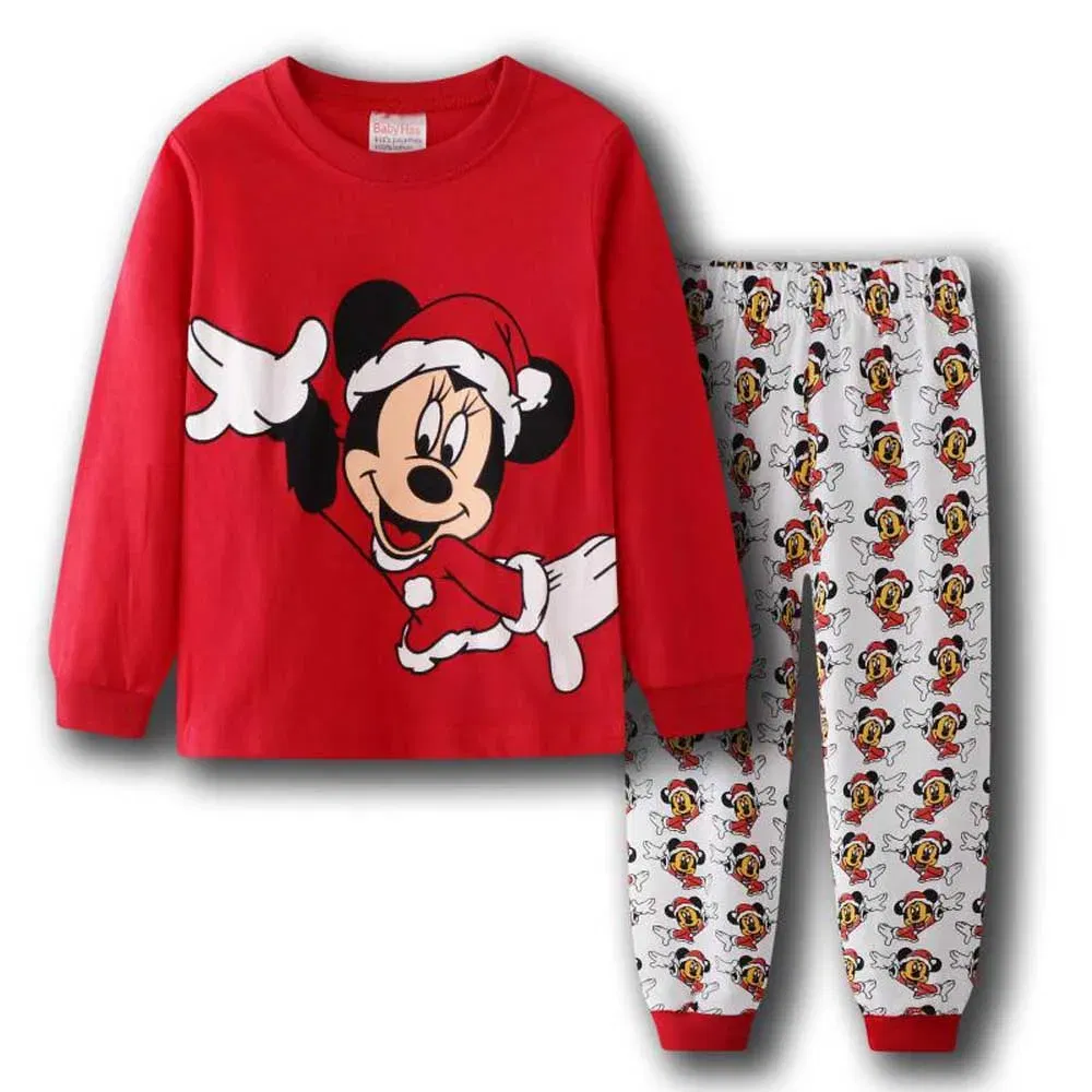 Color: Gold, Kid Size: 5 - MINISO Disney Boys Girls Pajamas Sets Kids Toddler 2 to 3 4 5 6 7 Years Cotton Long Sleeve Spring Fall Children Homewear Pijamas