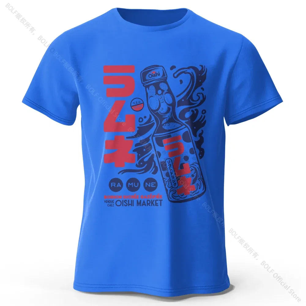 Color: Blue, Size: L - Men's Anime Character Printed 100% Cotton T-Shirt, Soft Fabric Round Neck Short Sleeve Tee, Unisex Harajuku