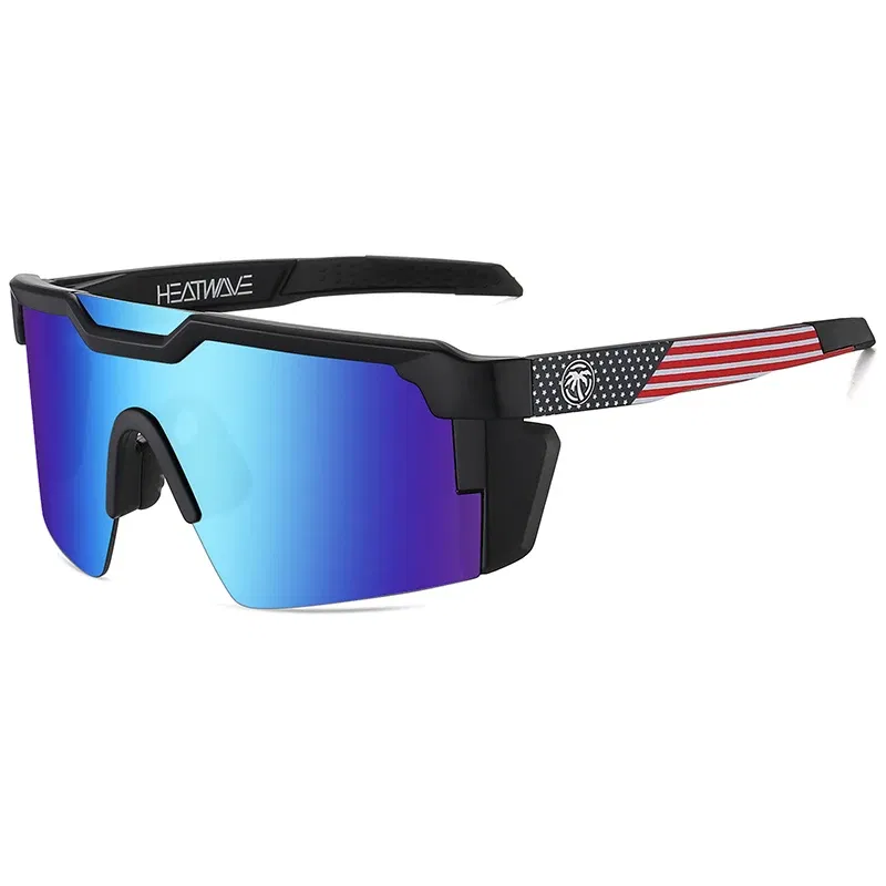Lenses Color: WHITE, Frame Color: BROWN - NEW High quality luxury Heat Wave brand sunglasses square Conjoined lens cycling Women men sun glasses UV400