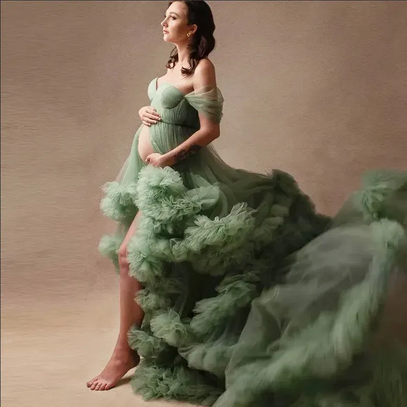 Color: Dark purple, Maternity Size: S, Ships From: CHINA - Tulle Long Maternity Dress Photoshoot п?»?°?‚ь?µ photography dresses baby shower dresses for pregnant woman п?»?°?‚ь?µ д?»я ?±?&mi