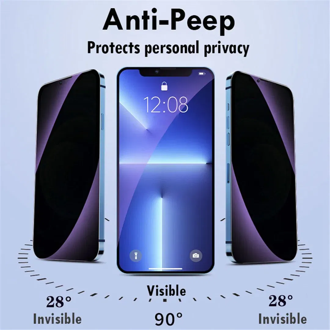 Color: Brown - Anti Blue Light Privacy Tempered Glass for iPhone 16 15 Pro Max 14 Plus 13 12 Mini 11 Eye Protection Clear Screen Protector Film