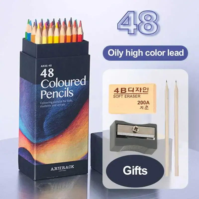 Color: army green - 12/24/48/72 Colors Color pencil DIY set includes: Wooden Color Pencil Sharpener Eraser School Office Supplies Art Stationery