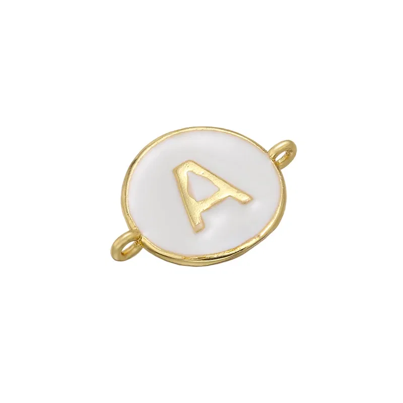 Color: camel - ZHUKOU 13x18mm white brass 26 letters jewelry connector for women bracelet necklace handmade jewelry accessories model: VS440