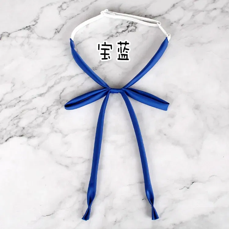 Color: ROYAL BLUE - JK Style Uniform Collar Bowties Female Student College Shirt Neck Ties Solid Color Red Black Bowknot Elegant Daily Neckwear Gift