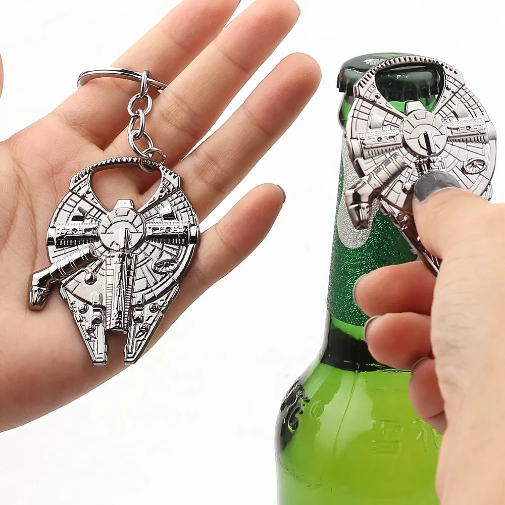 Color: green, Ships From: CHINA - Disney Star Wars Keychain Spaceship Darth Vader Robot BB 8 Metal Pendant KeyRings Beer Bottle Opener Movie Jewelry for Men Gifts