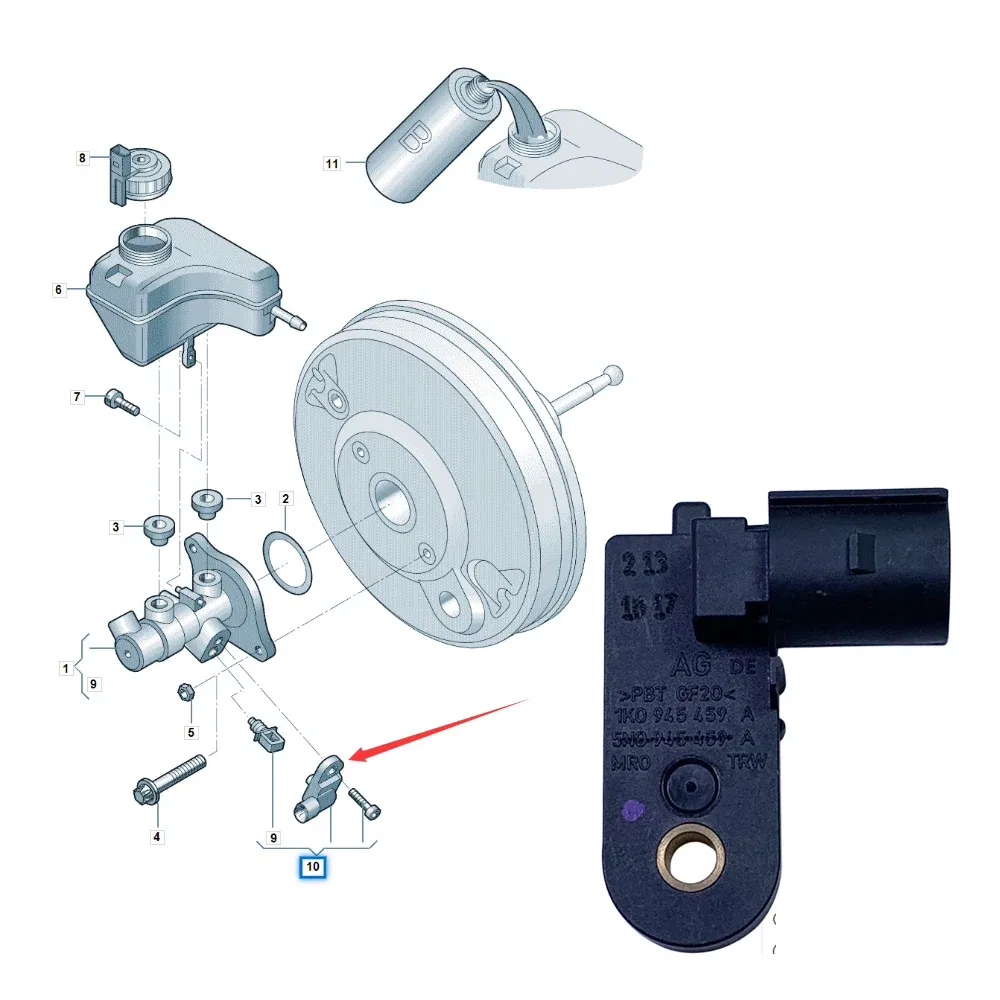 1PCS OEM Brake Light Switch Sensor For A1 A3 Q3 TT Beetle Caddy Eos Golf Jetta Passat CC Tiguan Touran UP TAOS Skoda 1K0945459A