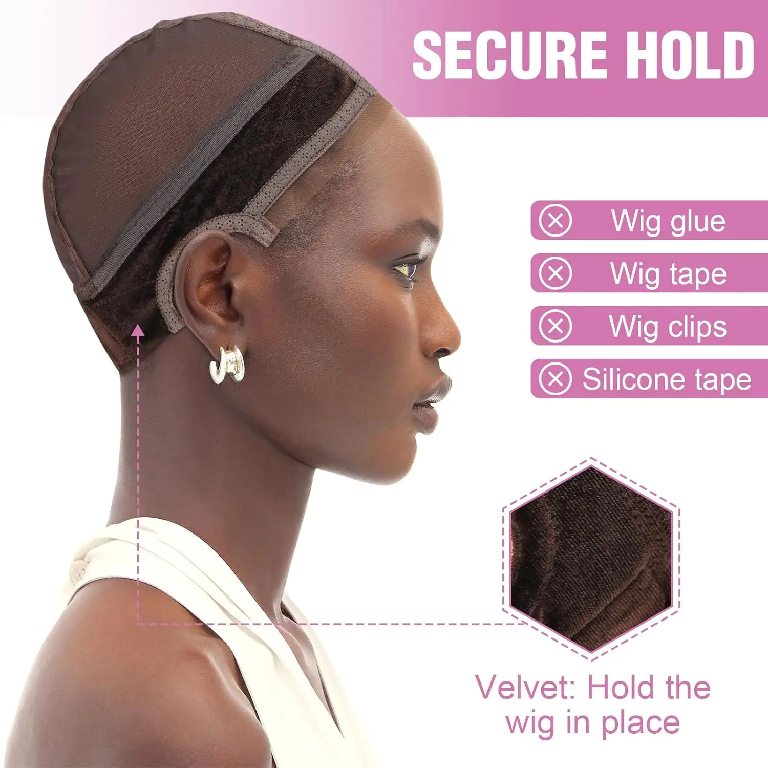 Color: Gold - Lace Wig Grip Cap Wig Grip Band for Lace Front Wigs to Keep Wigs in Place, Adjustable Wig Cap with Grip Band Non Slip Cap