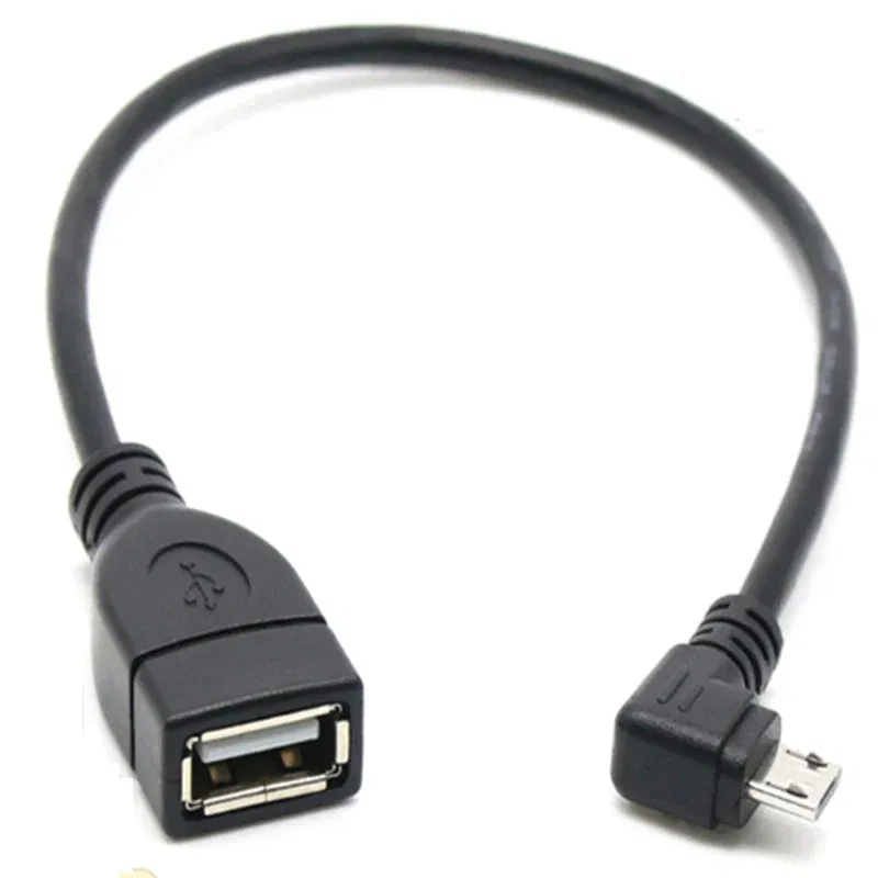 Color: WHITE, Cable length: 0.2M - 90 degree up and down and left and right angles Micro USB 5Pin male to USB 2.0 A female extension connector adapter OTG cable
