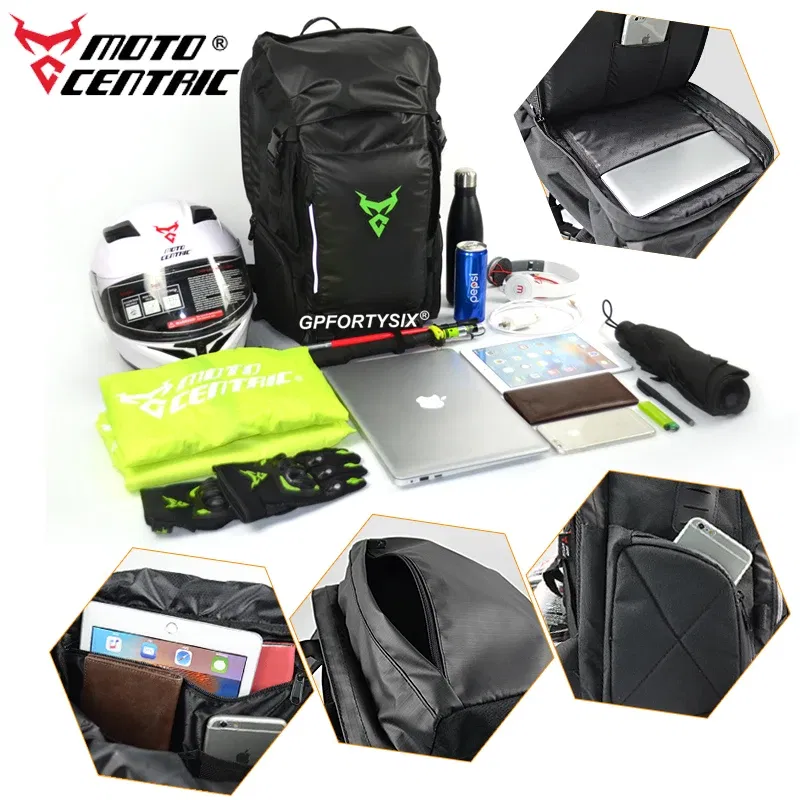 Color Name: WHITE - Motocentric Motorcycle Rear Seat Bag Multifunction Waterproof Motorcycle Helmet Backpack Big Capacity Motocross Tail Bag Luggage