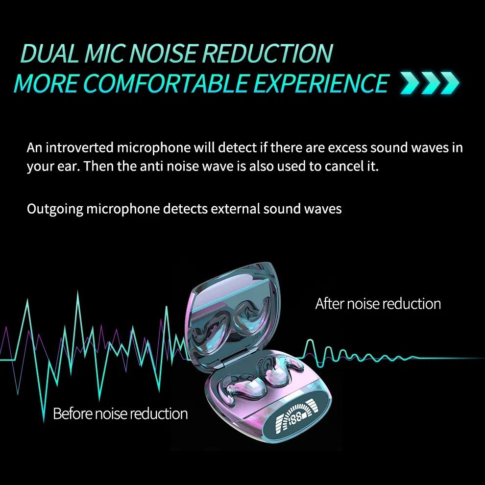 Color: Red, Ships From: CHINA - Sleep Invisible Earbuds Tiny Mini Headphones Hidden Noise Cancelling TWS Wireless Headsets Sports Stereo Bluetooth 5.3 Earphone