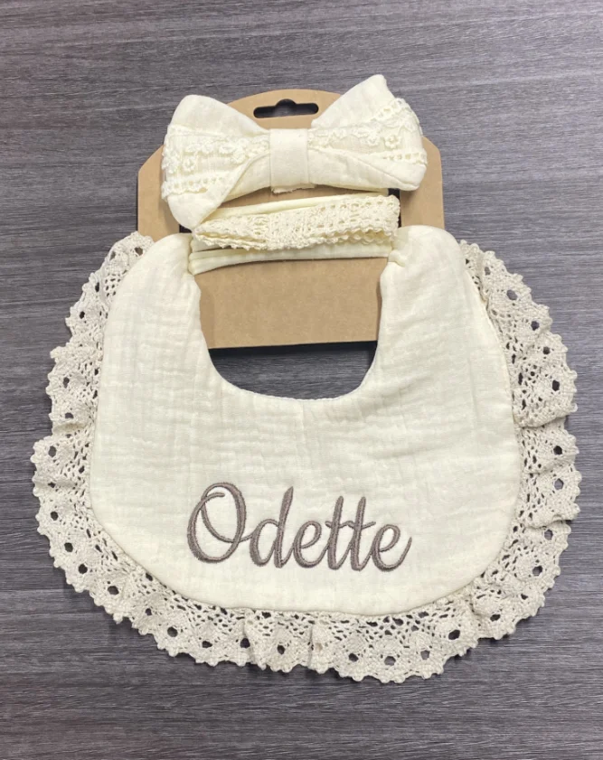 Color: Red, Kid Size: 3M - Personalized embroidered baby bib, baby pure cotton gauze bib, mouth in water, baby anti spitting, newborn bib, men's and women'
