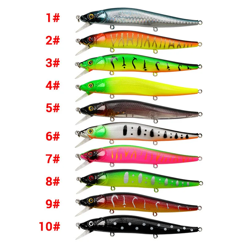 Color: WHITE - Fishing Lure 11.5cm/14g Artificial Bionic Swing Hard Bait Tackle 3D Eyes Hook Wobbler Carp Fishing Pesca for Bass Pike 5/10Pcs