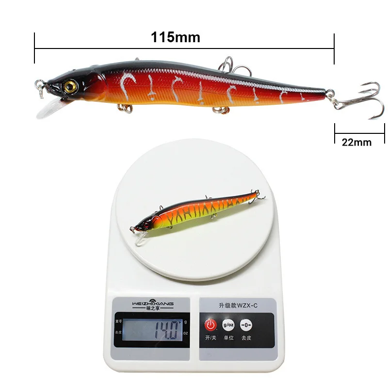 Color: WHITE - Fishing Lure 11.5cm/14g Artificial Bionic Swing Hard Bait Tackle 3D Eyes Hook Wobbler Carp Fishing Pesca for Bass Pike 5/10Pcs
