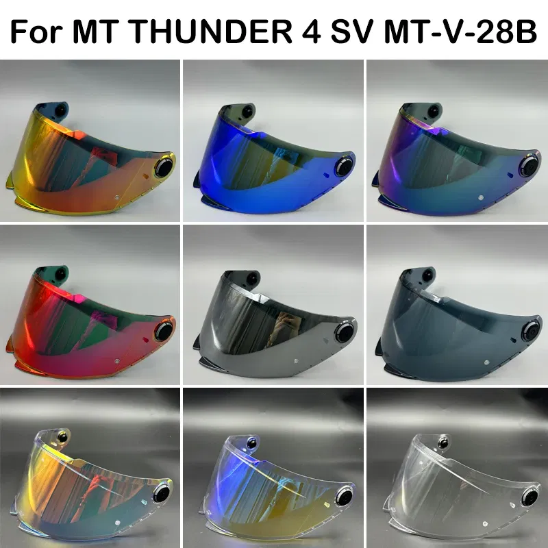 Color: Dark Grey - MT Helmet Visor Shield for THUNDER 4 SV Sunscreen Capacete Windshield Uv Protection Motorcycle Replace Extra Lens MT-V-28B