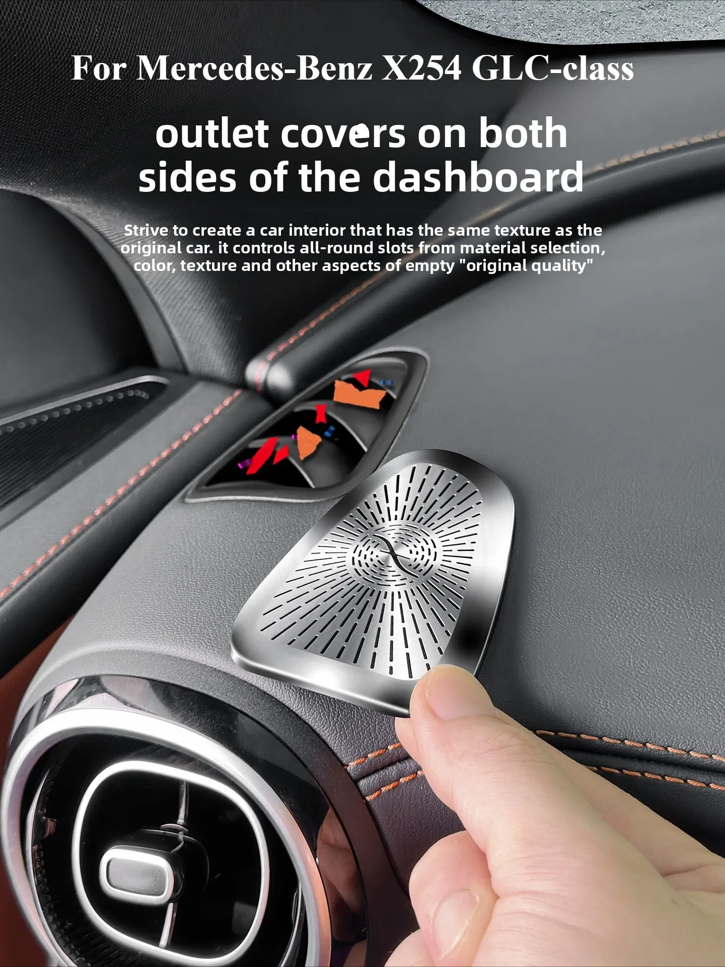 Color Name: black - LHDfor both sides Mercedes-Benz X254 GLC-class instrument air outlet protective cover GLC300 GLC260 car interior supplies 2023+