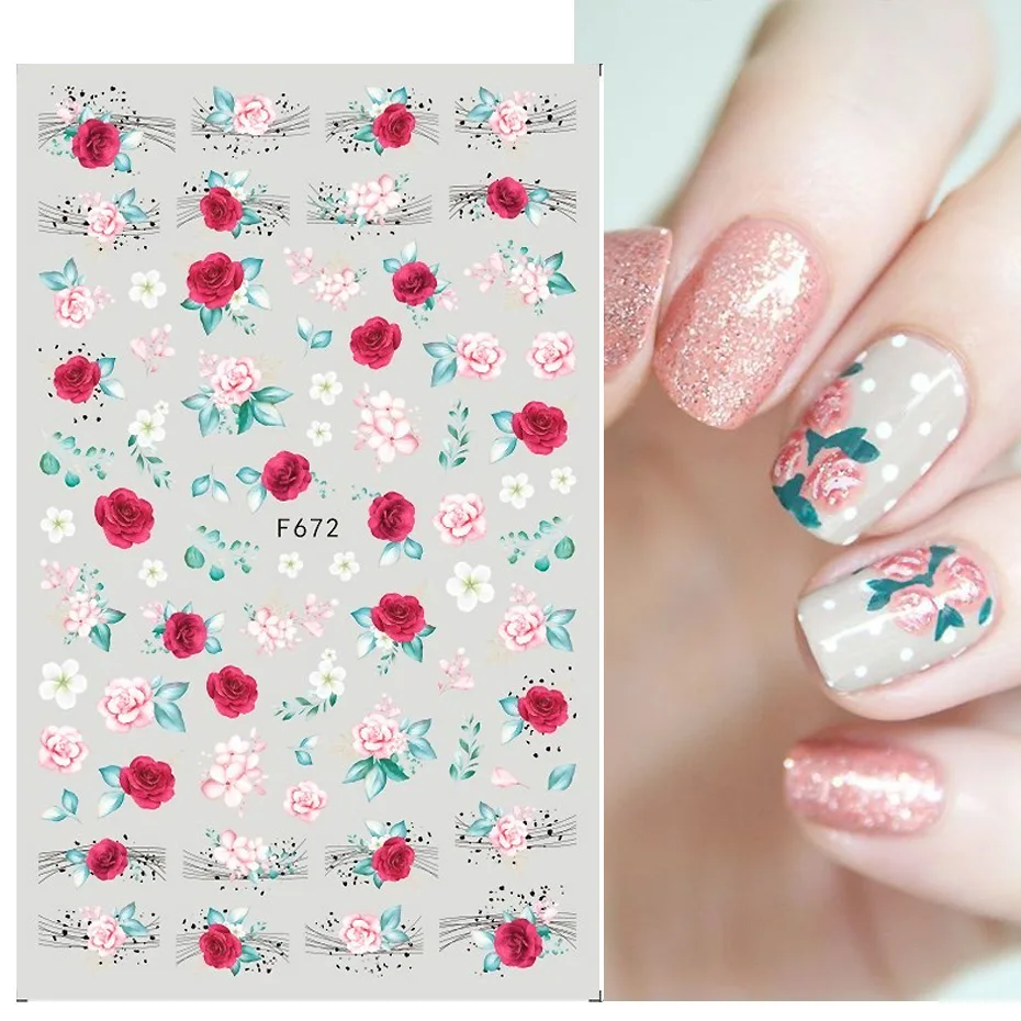 Color: Lavender - 3D Blue Butterfly Adhesive Stickers Nail Art Decoration Laser Flowers Leaves Nail Sticker Nail Art Supplies Nail Parts