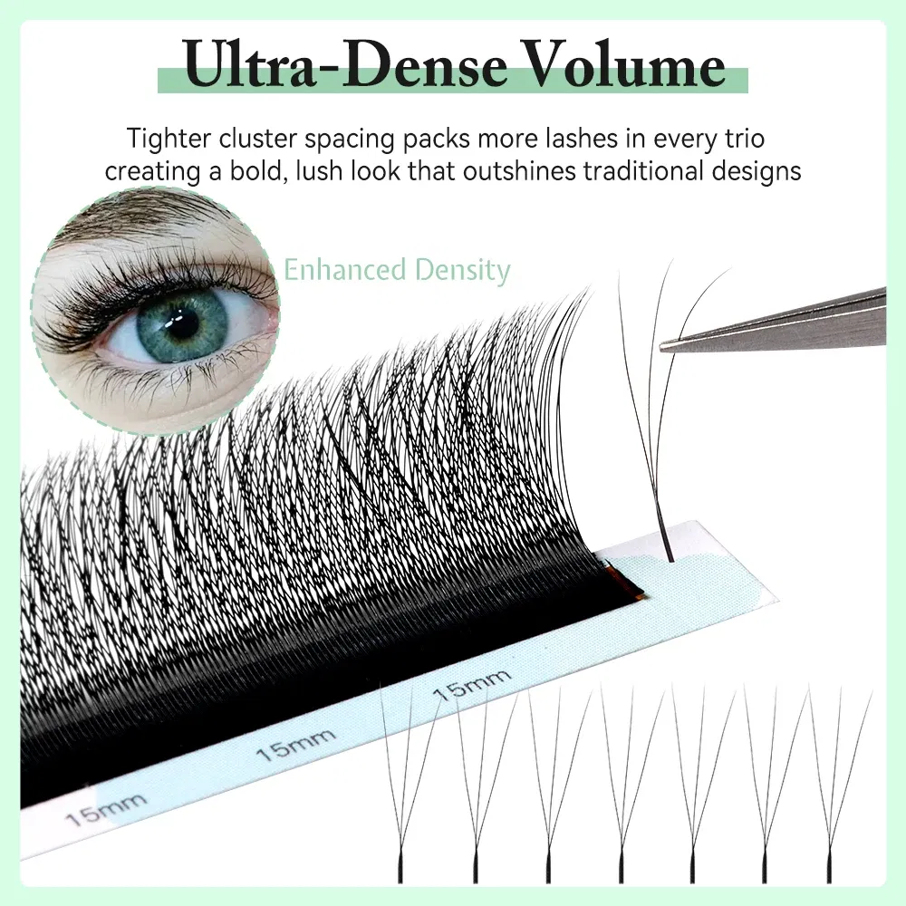 Curl: C, Thickness: 0.10mm, Length: 12mm - Yelix Smaller Opening 3D Lashes Narrow 3D W Shape Eyelash Extension Premade Volume Fan Lashes Natural Soft Eyelash