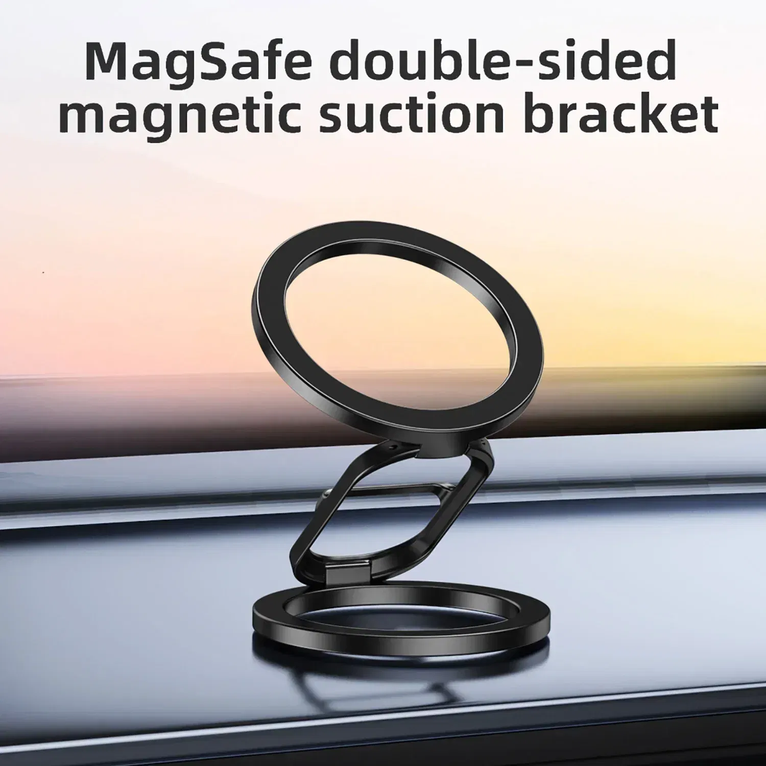 Color: Silver - 2024 Double-Sided Magnetic Phone Ring Holder for MagSafe Kickstand Magnet Grip for iPhone 16 15 14 13 12 Pro Android Phone Stand