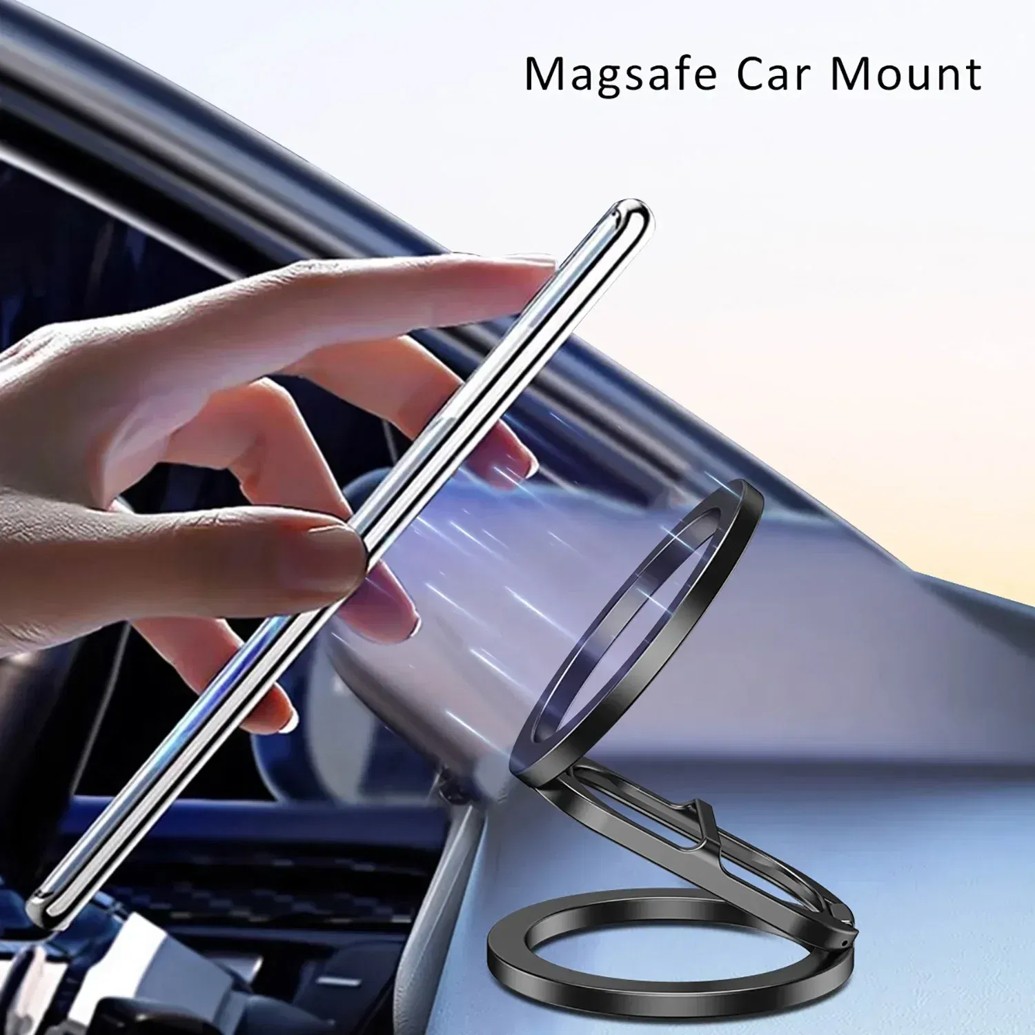 Color: Silver - 2024 Double-Sided Magnetic Phone Ring Holder for MagSafe Kickstand Magnet Grip for iPhone 16 15 14 13 12 Pro Android Phone Stand