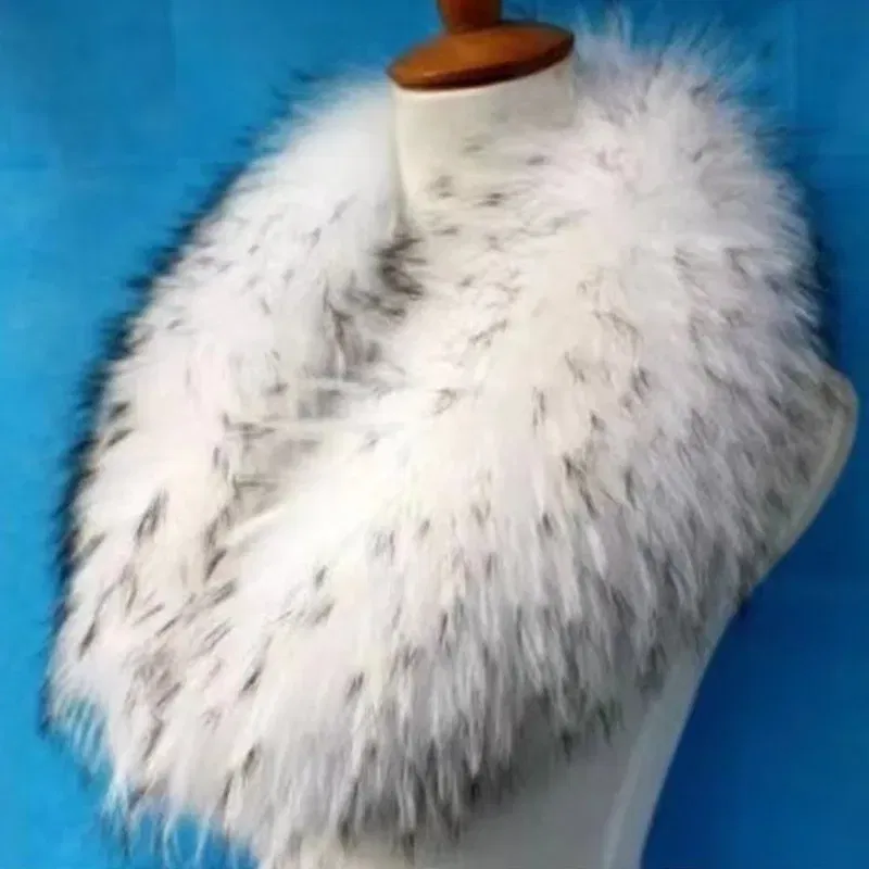 Color: DEEP BLUE, Size: XS?€old?‰ - Winter Real Fox Fur Collar Woman Furry Natural Raccoon Fur Scarf Shawls Luxury Neck Warmer Wraps For Coat Fur Scarves Large Size