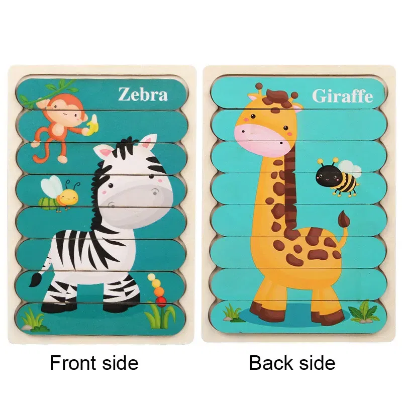 Color: camel - Baby Wooden Puzzles Montessori Toys 1 2 Years Toddler Toys Hand Grab Board Alphabet Number Cognition Learning Educational Toys