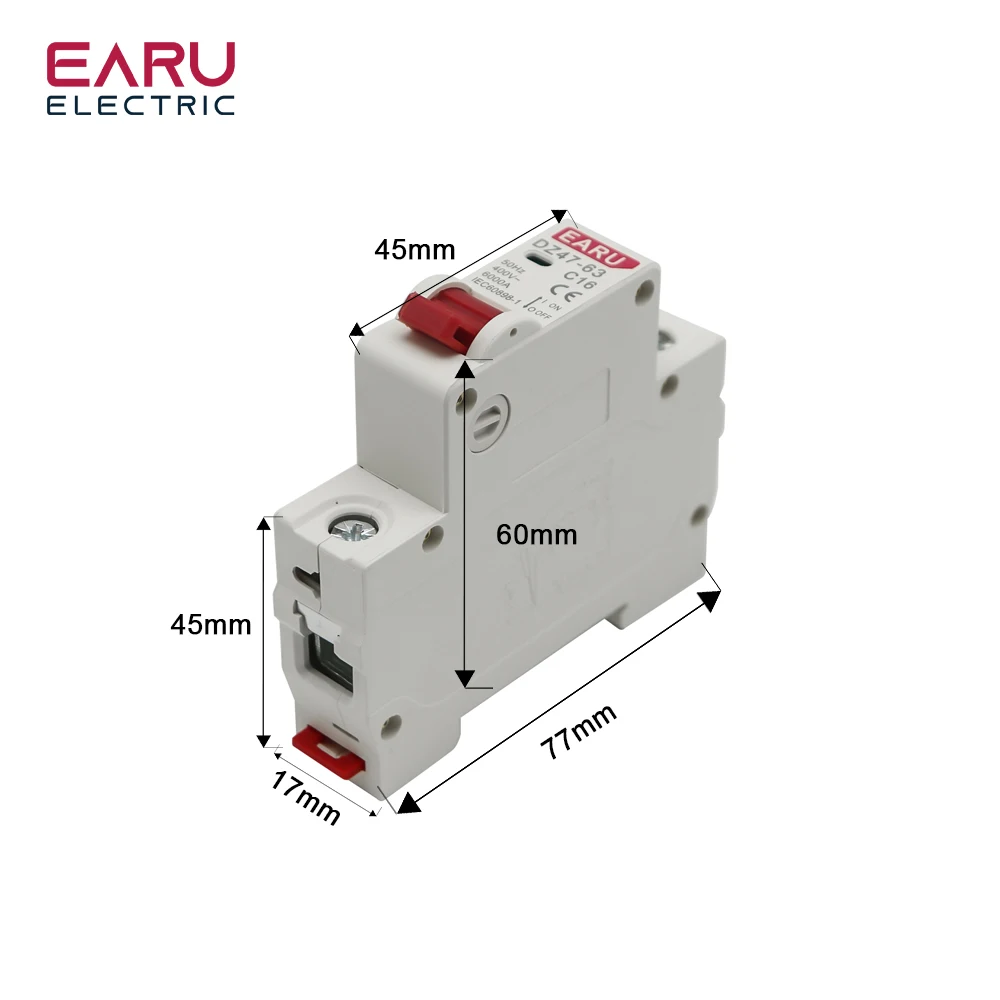 Rated Current: 50A, Ships From: CHINA - 1P AC MCB DZ47-63 C Type 230/400V~ 50HZ/60HZ Mini Circuit Breaker 3A 6A 10A 16A 20A 25A 32A 40A 50A 63A Mounting 35mm Din Rail