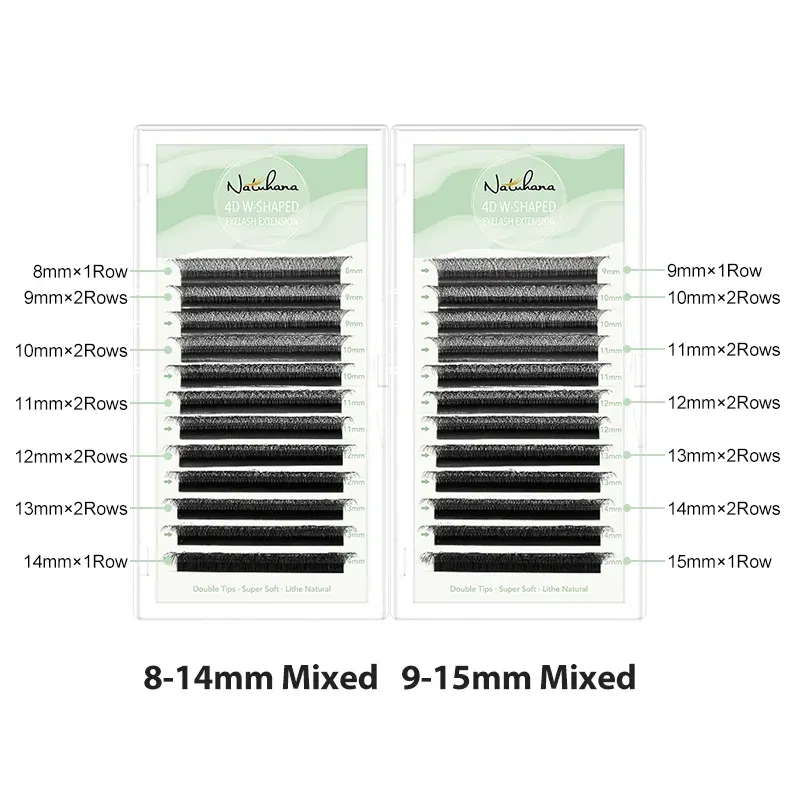 Color: Brushed Brass, Curl: C, Thickness: 0.07mm, Length: 16mm - NATUHANA W-Shaped 4D 5D Volume Eyelash Extensions Premade Volume Fans W Shape Lashes Natural Soft False Eyelashes for Makeup