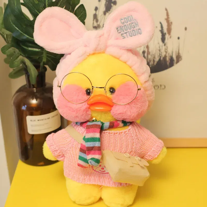 Color: MAROON, Height: 11cm-30cm - 30cm Cute LaLafanfan Cafe Duck Plush Toy Kawaii LaLafanfan Duck Doll Soft Stuffed Animal Plush Pillow Birthday Gifts for Kids