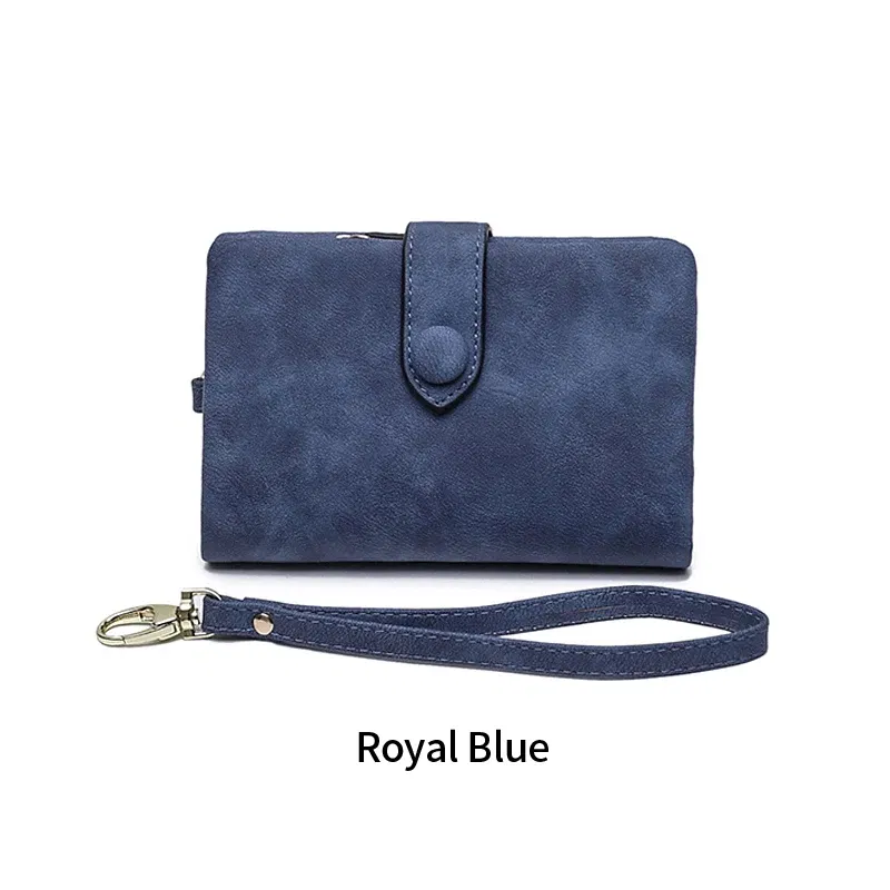Color: DEEP BLUE - MIYIN 2024 New Wallet Women's Short Korean Cute Buckle Double Discount Multi Card Change Handbag