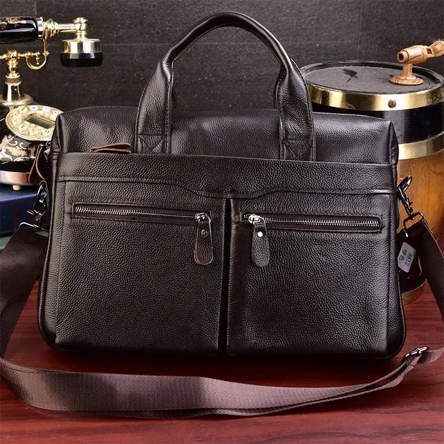 Color: GRAY, Ships From: CHINA - Newsbirds Leather Men Briefcase Doctor Layer Business Man Laptop Bag 15 6 inches Genuine Leather Computer Bags Men Male Tote Bag