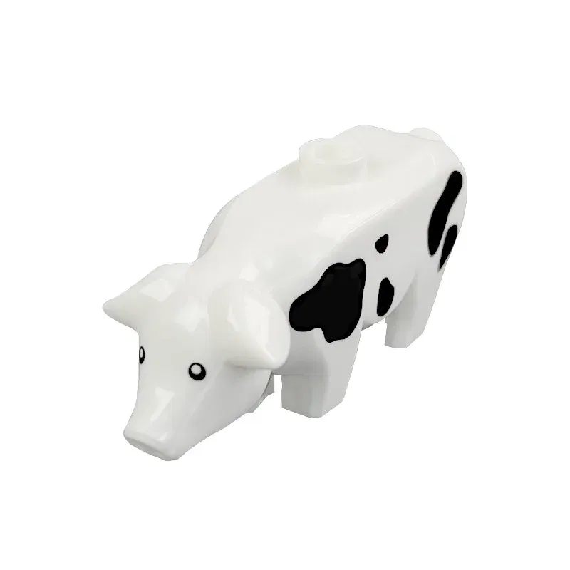 Color: Medium Lavender - MOC City Animal Building Block Figures Hare Dairy Cow Squirrel Dolphin Pug DIY Farm Street View Accessories Bricks Toys Gifts