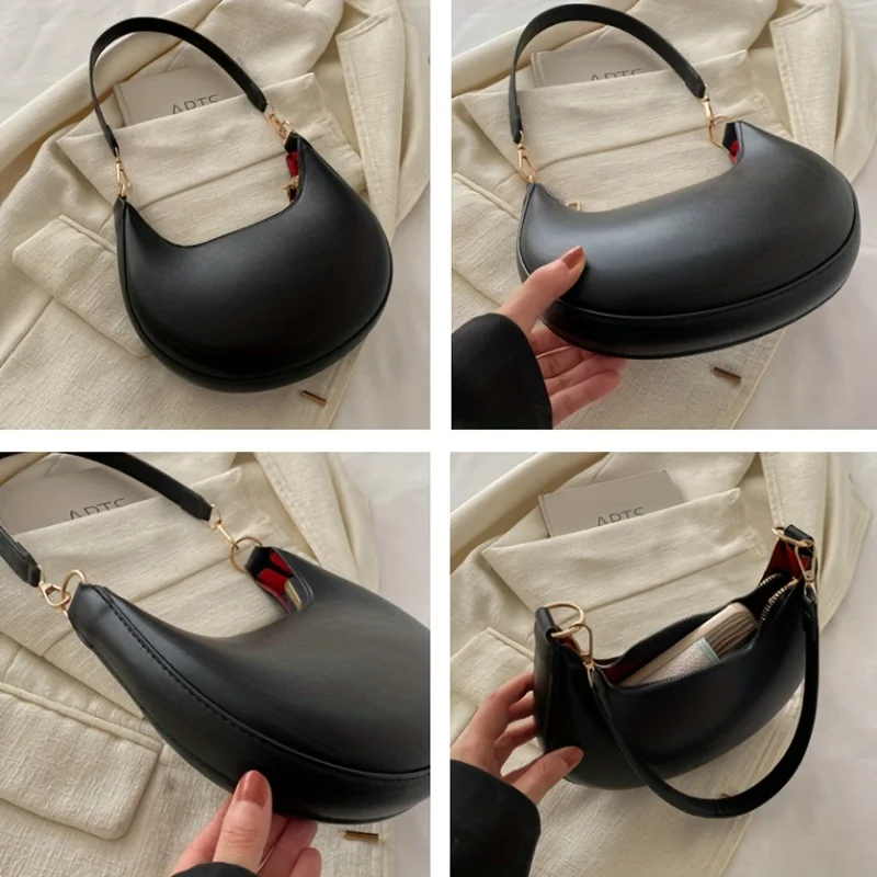 Color: Khaki - New Fashionable High-end Moon-shaped Baseball Bag, Showing Luxury, Women's Single Shoulder Bag