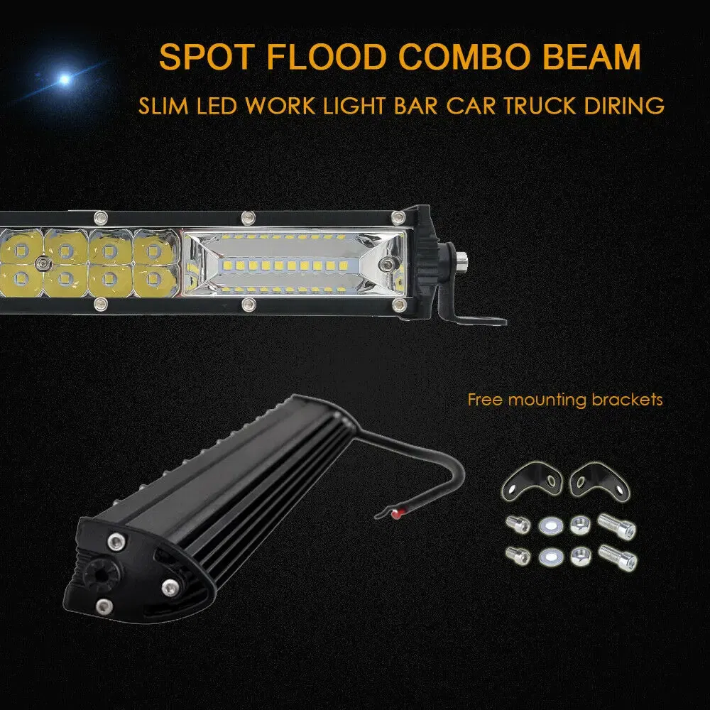 Color: WHITE - Slim 8" 20" 32" LED Light Bar Off Road 12V 24V LED Light Bar/Work Light For Car Combo 4x4 Led Bar Jeep Truck ATV SUV 12V 24V