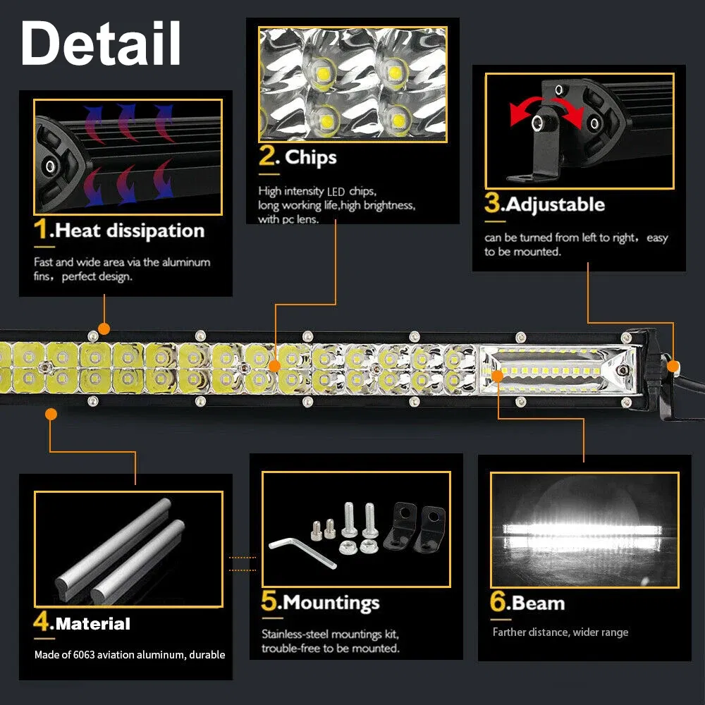 Color: WHITE - Slim 8" 20" 32" LED Light Bar Off Road 12V 24V LED Light Bar/Work Light For Car Combo 4x4 Led Bar Jeep Truck ATV SUV 12V 24V