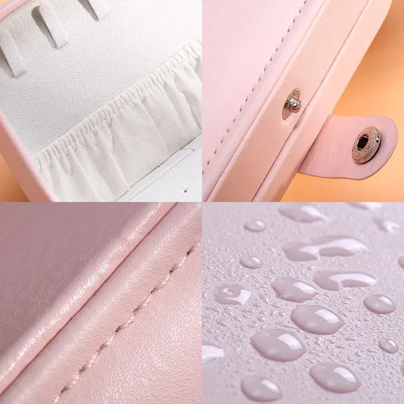 Color: Blue - 2023 Portable Jewelry Box Jewelry Organizer Display Travel Jewelry Case Boxes Button Leather Storage Zipper Jewelers Joyero
