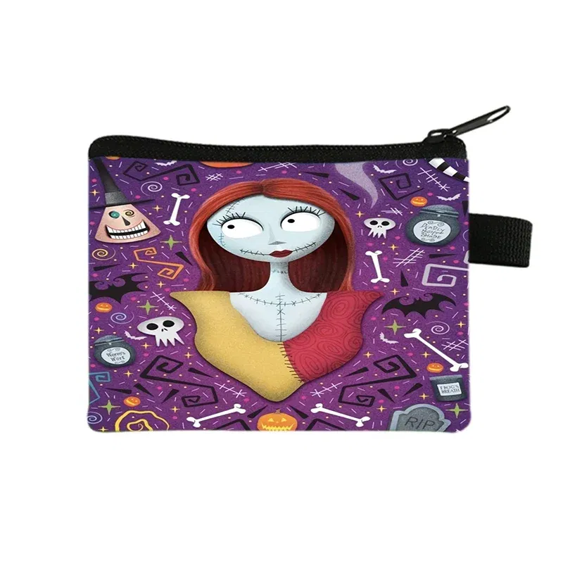 Color: Blue - The Nightmare Before Christmas Coin Purse Female Wallets Portable ID Card Holders Children's Key Storage Bag Birthday Gifts