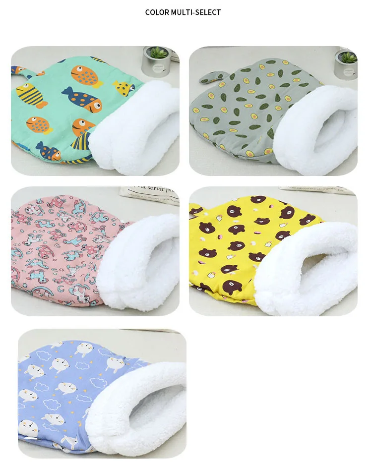 Color: Rose color - Autumn and Winter Warm Pet Sleeping Bag, Lamb Fleece Warm Cat Nest, Drill Hole, Bedding, Semi Closed Dog Nest, Suitable for Dogs
