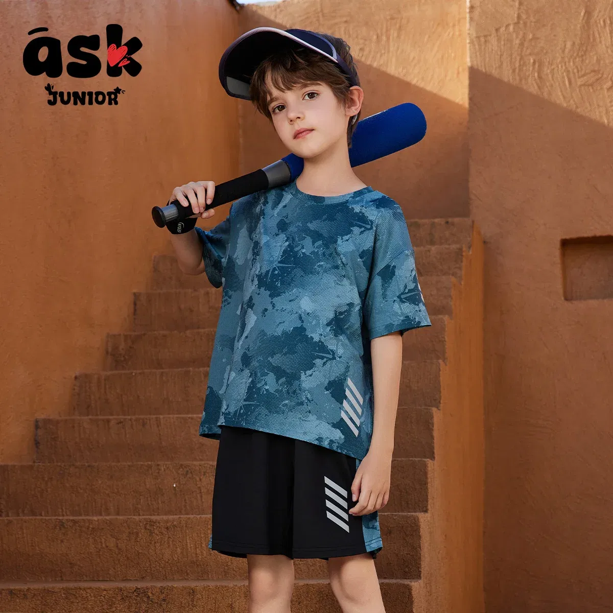Ask Junior Children's Clothing Boys Summer Thin Short Sleeve T-Shirt + Shorts Two-piece Tennis Clothing