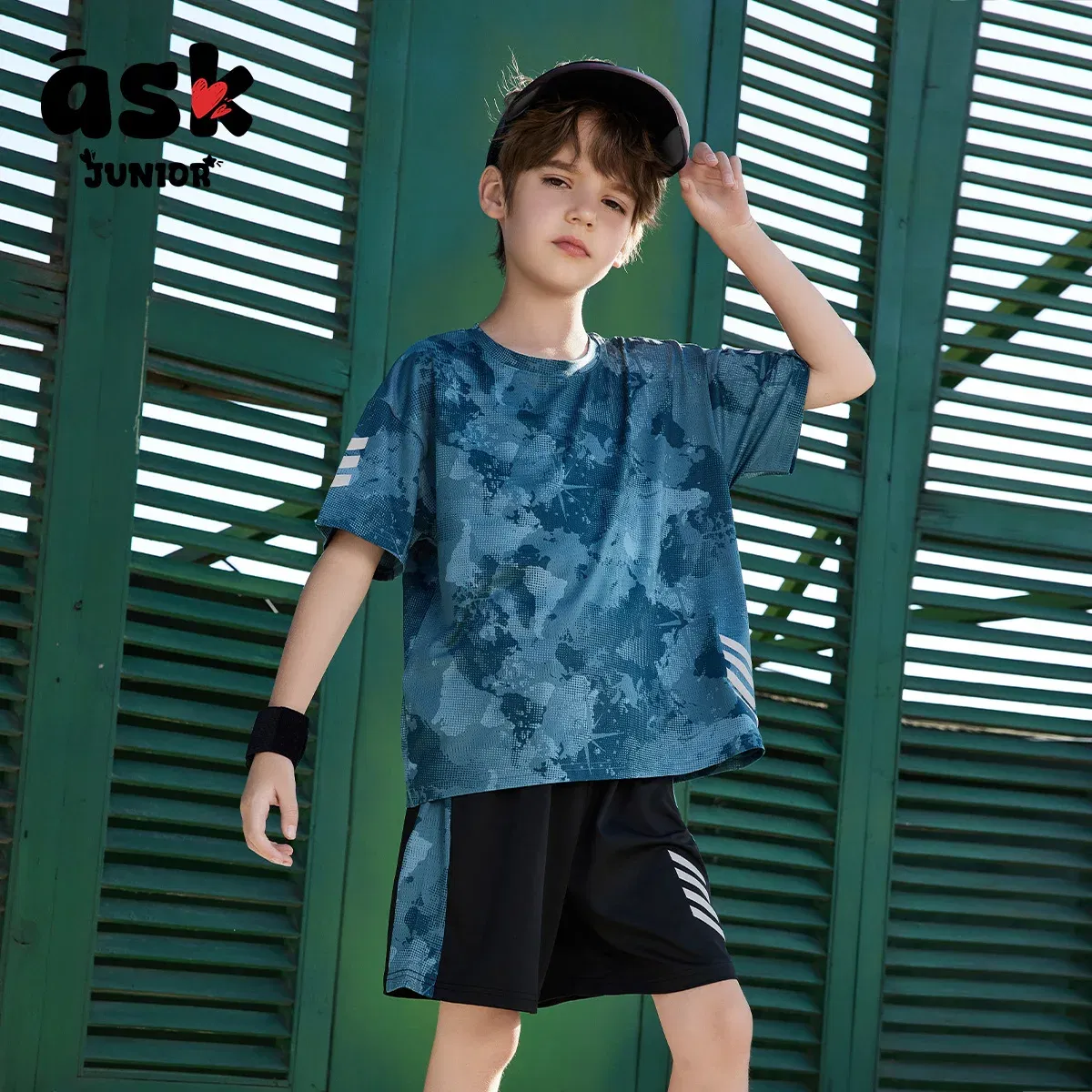 Ask Junior Children's Clothing Boys Summer Thin Short Sleeve T-Shirt + Shorts Two-piece Tennis Clothing