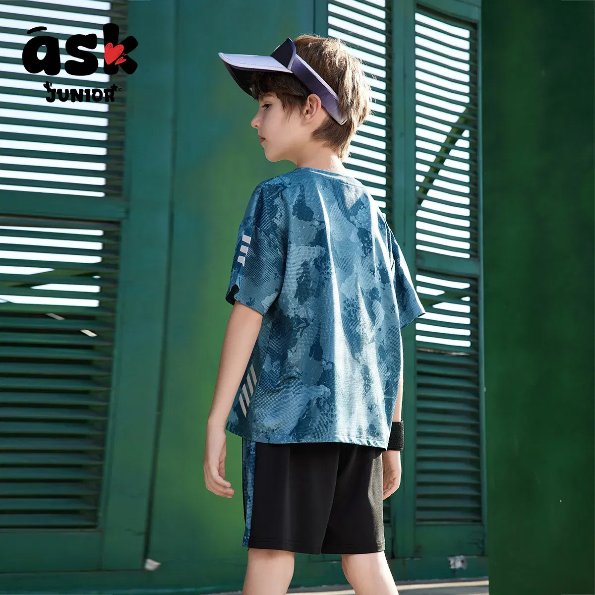 Ask Junior Children's Clothing Boys Summer Thin Short Sleeve T-Shirt + Shorts Two-piece Tennis Clothing