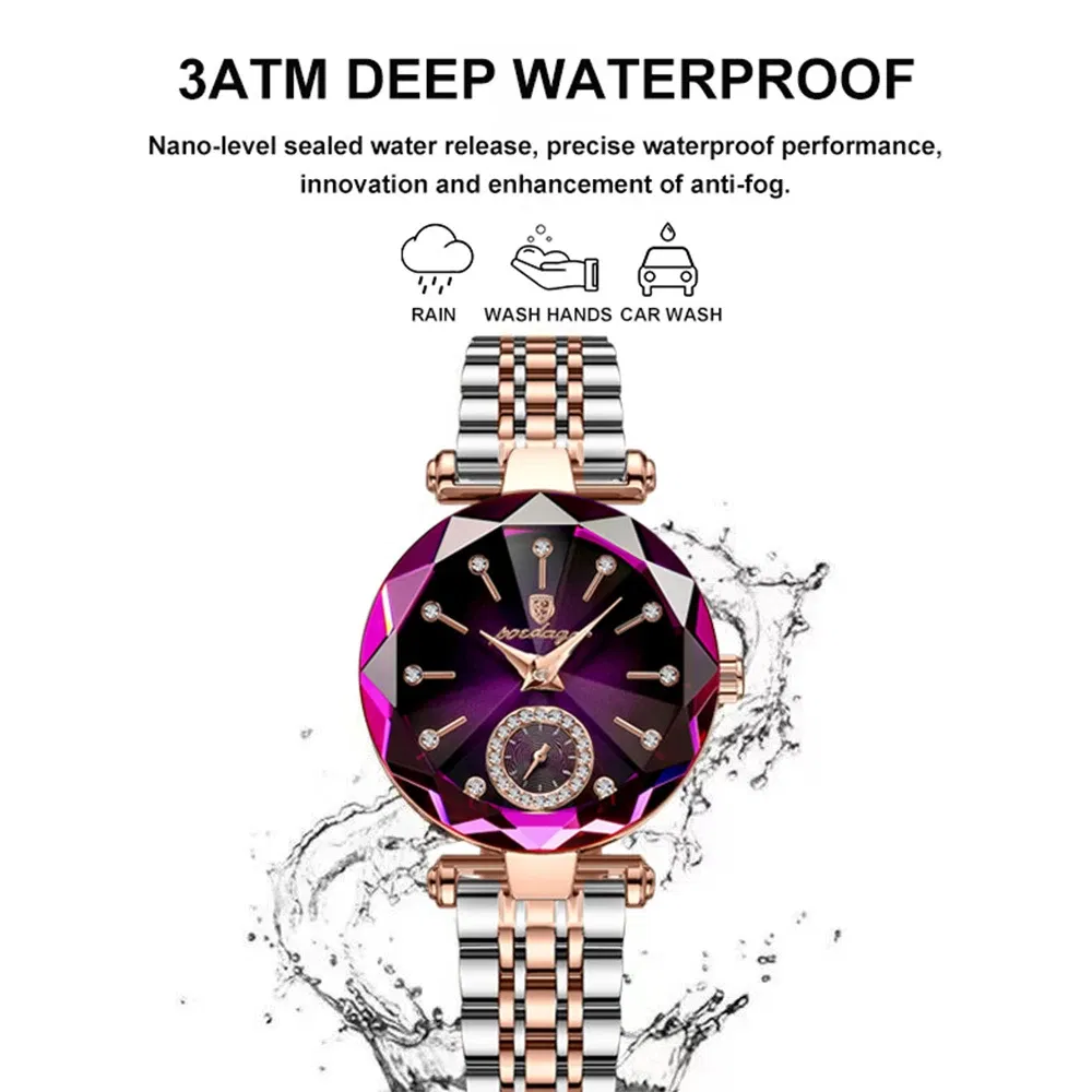 Color: BRONZE - POEDAGAR Luxury Woman Wristwatch Elegant Waterproof Stainless Steel Watch for Ladies Dress Diamond Quartz Women's Watches Reloj
