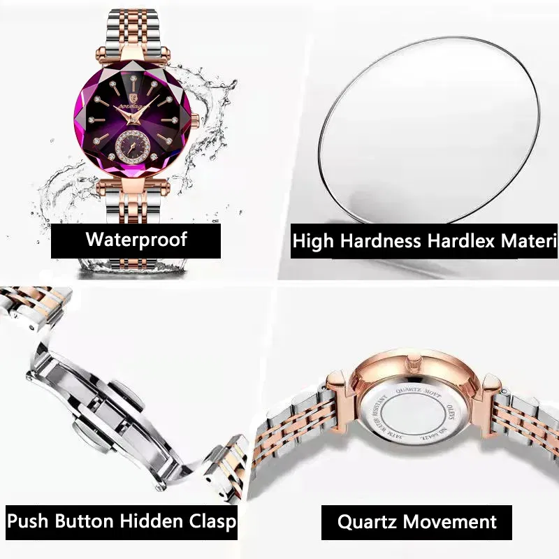 Color: BRONZE - POEDAGAR Luxury Woman Wristwatch Elegant Waterproof Stainless Steel Watch for Ladies Dress Diamond Quartz Women's Watches Reloj