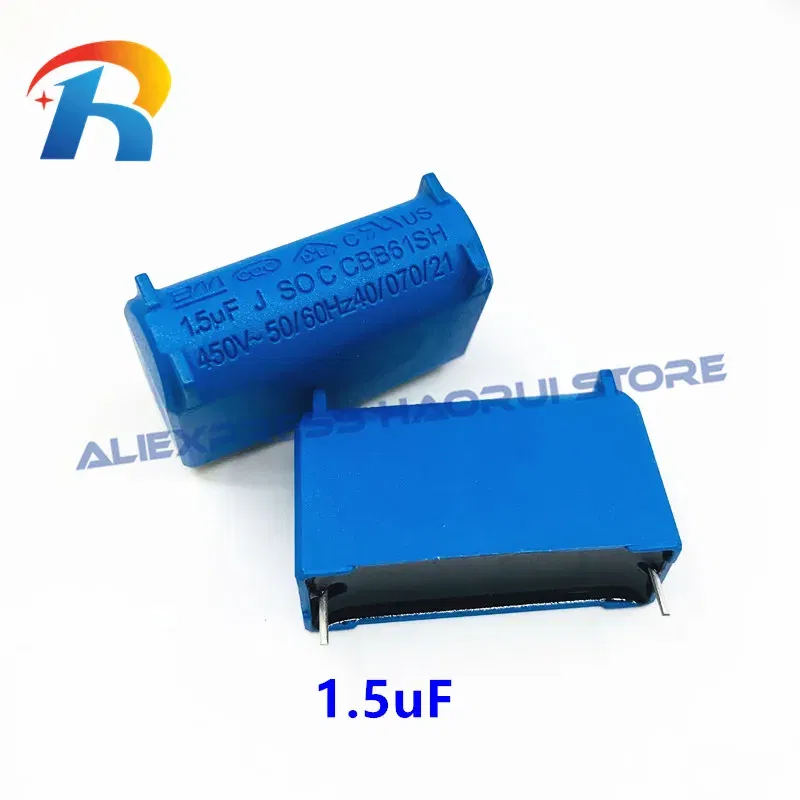 10pcs/lot BM CBB61 1.5uF 450VAC Air conditioning fan Pin type Motherboard circuit board starting capacitor